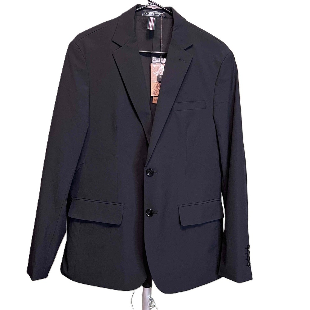 PJ Paul Jones Mens Black Notched Lapel 2-Button Blazer Size Medium